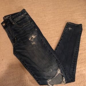 Dark wash ripped skinny jeans